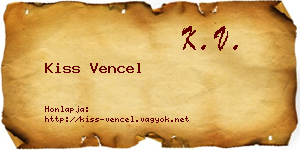 Kiss Vencel névjegykártya
