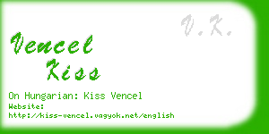 vencel kiss business card